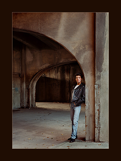Model posing under the 8th Street Viaduct in Northern Kentucky